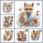 Preview: STUMPENKERZE mit Bild FUCHS blumig Auswahl 90 x 50 mm
